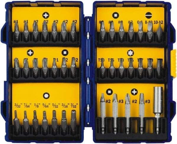 Irwin - 40 Piece, 1/4" Drive Screwdriver Bit Set - #1 to #3 Phillips, 0.05 to 1/4" Hex, 1.27 to 10mm Hex, T10 to T40 Torx - Makers Industrial Supply