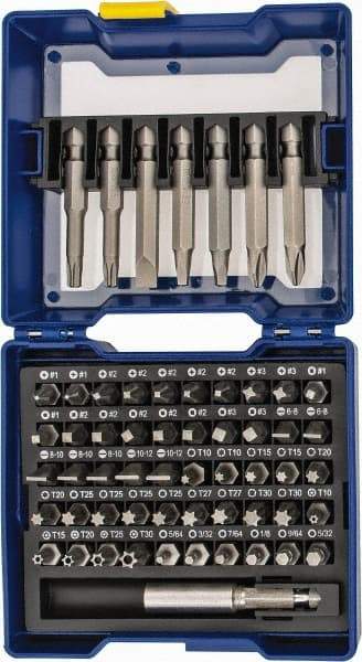 Irwin - 58 Piece, 1/4" Drive Screwdriver Insert Bit Set - #1 to #3 Phillips, 0.05 to 1/4" Hex, 1.27 to 10mm Hex, T10 to T40 Torx, #1 to #3 Square Recess - Makers Industrial Supply