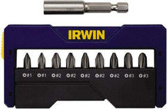 Irwin - 10 Piece, 1/4" Drive Screwdriver Insert Bit Set - #1 to #3 Phillips, 0.05 to 1/4" Hex, 1.27 to 10mm Hex - Makers Industrial Supply