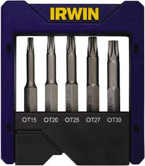 Irwin - 5 Piece, Torx Handle, Power Bit Set - 0.05 to 1/4" Hex, 1/4" Hex Drive - Makers Industrial Supply