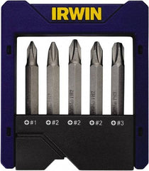 Irwin - 5 Piece, Phillips Handle, Power Bit Set - 0.05 to 1/4" Hex, 1/4" Hex Drive - Makers Industrial Supply