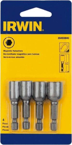 Irwin - 4 Piece, Nutsetter Handle, Bit Holder - 1/4" Hex Drive - Makers Industrial Supply