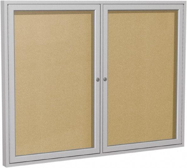 Ghent - 48" Wide x 36" High Enclosed Cork Bulletin Board - Vinyl, Caramel - Makers Industrial Supply