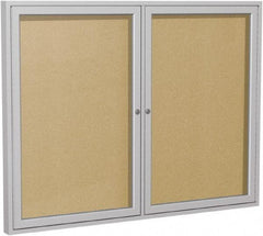 Ghent - 48" Wide x 36" High Enclosed Cork Bulletin Board - Vinyl, Caramel - Makers Industrial Supply