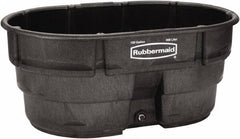 Rubbermaid - 150 Gallon Black Oval Plastic Stock Tank - 25" High x 39" Diam - Makers Industrial Supply