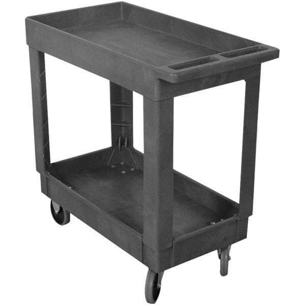 Wesco Industrial Products - 500 Lb Capacity, 17-3/8" Wide x 34-1/4" Long x 32-1/2" High Service Cart - 2 Shelf, Plastic, TPR Casters - Makers Industrial Supply