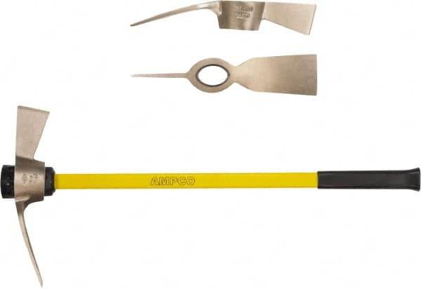 Ampco - 5 Lb Head Nonsparking Mattock - 36-1/4" OAL, 16" Long Blade, Fiberglass Straight Handle - Makers Industrial Supply