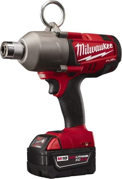 Milwaukee Tool - 7/16" Drive 18 Volt Pistol Grip Cordless Impact Wrench & Ratchet - 1,700 RPM, 0 to 2,300 BPM, 500 Ft/Lb Torque, 2 Lithium-Ion Batteries Included - Makers Industrial Supply