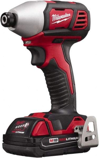 Milwaukee Tool - 18 Volt, 1/4" Drive, 125 Ft/Lb Torque, Cordless Impact Driver - Pistol Grip Handle, 2750 RPM, 2 Lithium-Ion Batteries Included - Makers Industrial Supply