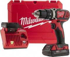 Milwaukee Tool - 18 Volt 1/2" Chuck Pistol Grip Handle Cordless Drill - 0-400 & 0-1800 RPM, Keyless Chuck, Reversible, 2 Lithium-Ion Batteries Included - Makers Industrial Supply