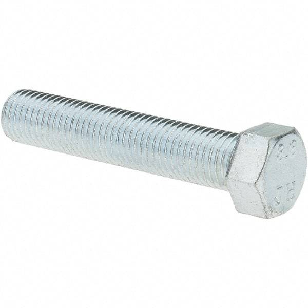 Value Collection - M10x1.25mm Metric Fine, 50mm Length Under Head Hex Head Cap Screw - Partially Threaded, Grade 8.8 Steel, Zinc-Plated Finish, 17mm Hex - Makers Industrial Supply