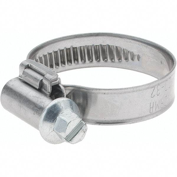 Value Collection - 20 to 32mm Diam, Stainless Steel Worm Drive Clamp - 9mm Wide - Makers Industrial Supply