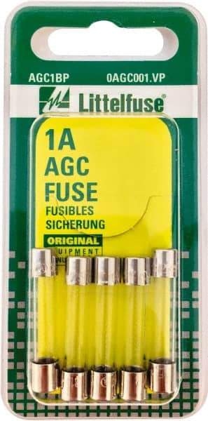 Value Collection - 1 Amp, Fast-Acting Miniature Glass/Ceramic Fuse - 1-1/4" OAL, 1/4" Diam - Makers Industrial Supply