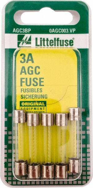 Value Collection - 32V AC/DC, 3 Amp, Fast-Acting Miniature Glass/Ceramic Fuse - 1-1/4" OAL, 1/4" Diam - Makers Industrial Supply