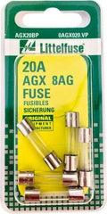 Value Collection - 32V AC/DC, 20 Amp, Fast-Acting Miniature Glass/Ceramic Fuse - 7/8" OAL, 1/4" Diam - Makers Industrial Supply