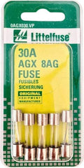 Value Collection - 32V AC/DC, 30 Amp, Fast-Acting Miniature Glass/Ceramic Fuse - 7/8" OAL, 1/4" Diam - Makers Industrial Supply