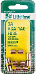 Value Collection - 32V AC/DC, 3 Amp, Fast-Acting Miniature Glass/Ceramic Fuse - 5/8" OAL, 1/4" Diam - Makers Industrial Supply