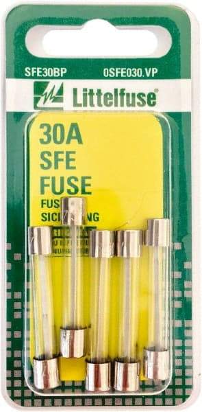 Value Collection - 32V AC/DC, 30 Amp, Fast-Acting Miniature Glass/Ceramic Fuse - 1-7/16" OAL, 1/4" Diam - Makers Industrial Supply