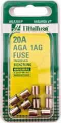 Value Collection - 32V AC/DC, 20 Amp, Fast-Acting Miniature Glass/Ceramic Fuse - 5/8" OAL, 1/4" Diam - Makers Industrial Supply