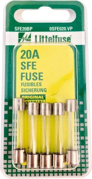 Value Collection - 32V AC/DC, 20 Amp, Fast-Acting Miniature Glass/Ceramic Fuse - 1-1/4" OAL, 1/4" Diam - Makers Industrial Supply