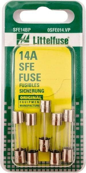 Value Collection - 32V AC/DC, 14 Amp, Fast-Acting Miniature Glass/Ceramic Fuse - 1-1/16" OAL, 1/4" Diam - Makers Industrial Supply