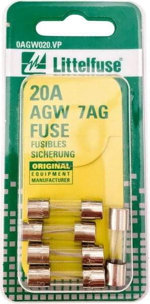 Value Collection - 32V AC/DC, 20 Amp, Fast-Acting Miniature Glass/Ceramic Fuse - 7/8" OAL, 1/4" Diam - Makers Industrial Supply