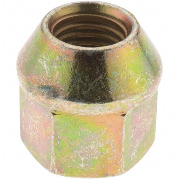 Value Collection - M12-1.5 Zinc Finish Wheel Nut - 19mm Hex, 23mm Overall Length, 60° Seat Angle - Makers Industrial Supply