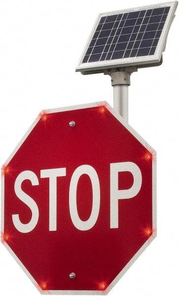 TAPCO - "Stop", 36" Wide x 36" High, Metal Stop & Yield Signs - White on Red, Diamond Grade Reflectivity, Octagon, Post Mount - Makers Industrial Supply