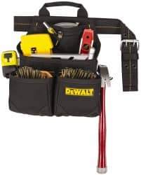 DeWALT - 29 to 46" Waist Nail & Tool Pouch - 6 Pocket, Black, Polyester - Makers Industrial Supply