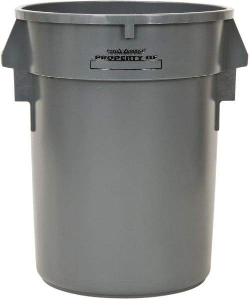 PRO-SOURCE - 32 Gal Round Trash Can - 31-3/4 Inch High, Gray, Polyethylene, Vented Rib Style, USDA Approved - Makers Industrial Supply