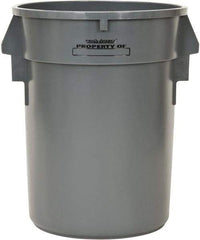 PRO-SOURCE - 32 Gal Round Trash Can - 31-3/4 Inch High, Gray, Polyethylene, Vented Rib Style, USDA Approved - Makers Industrial Supply