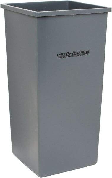 PRO-SOURCE - 32 Gal Gray Square Trash Can - Polyethylene, 31-3/4" High - Makers Industrial Supply