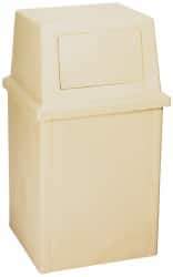 PRO-SOURCE - 35 Gal Beige Rectangle Trash Can - Polyethylene, 39-1/2" High - Makers Industrial Supply