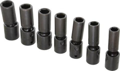 Proto - 7 Piece 1/2" Drive Deep Impact Socket Set - 6 Points, 13 to 19mm, Metric Measurement Standard - Makers Industrial Supply