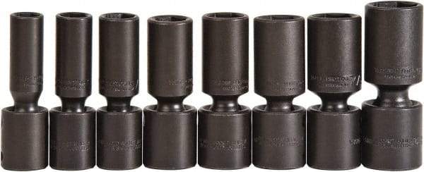 Proto - 8 Piece 1/2" Drive Deep Impact Socket Set - 6 Points, 1/2 to 15/16", Inch Measurement Standard - Makers Industrial Supply