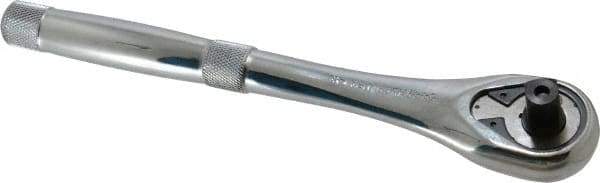 Proto - 1/2" Drive Pear Head Quick-Release Ratchet - Chrome Finish, 10-1/2" OAL, 45 Gear Teeth, Standard Head - Makers Industrial Supply