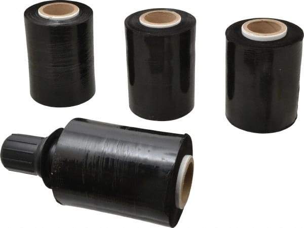 Stretch Associates - 5" x 1,000' 80 Gauge Black Bundling Stretch Film with Dispenser - 4 Piece, 80 Gauge, Black - Makers Industrial Supply