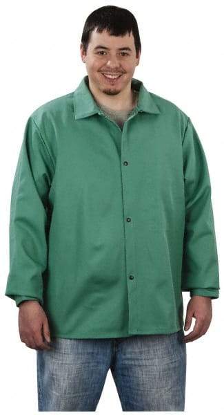 Steel Grip - Size XL Welding & Flame Resistant/Retardant Jacket - Green, Cotton, Snaps Closure, 48 to 50" Chest - Makers Industrial Supply