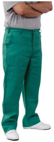 PRO-SAFE - Cotton Flame Resistant/Retardant Pants - Zipper Closure, 3 Pockets, 40" Waist, 32" Inseam, Green - Makers Industrial Supply