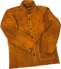 PRO-SAFE - Size L Flame Resistant/Retardant Jacket - Gold, Leather, Snaps Closure, 42 to 44" Chest - Makers Industrial Supply