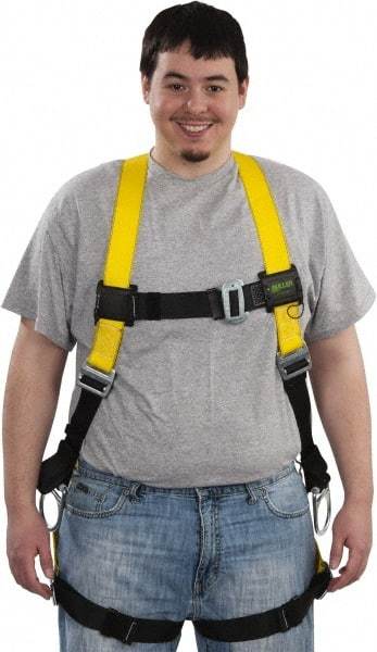 Miller - 400 Lb Capacity, Size Universal, Full Body Construction Safety Harness - Polyester, Side D-Ring, Mating Leg Strap, Mating Chest Strap, Yellow/Black - Makers Industrial Supply