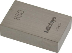 Mitutoyo - 0.85" Rectangular Steel Gage Block - Accuracy Grade 0, Includes Certificate of Inspection - Makers Industrial Supply