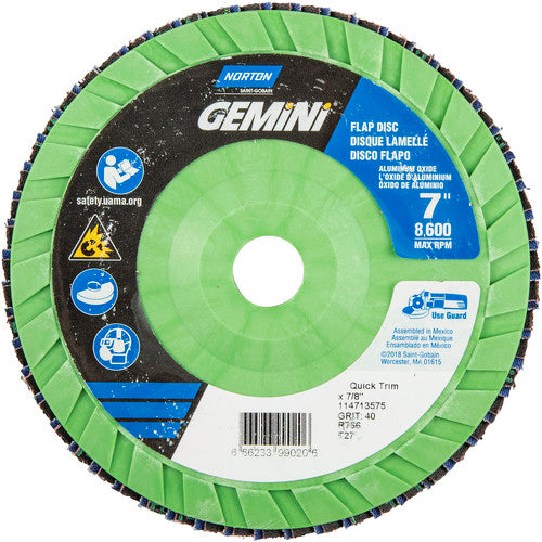 7 × 7/8″ Gemini Plastic Flat Flap Disc Type 27 P40 Grit R766 Zirconia Alumina - Makers Industrial Supply