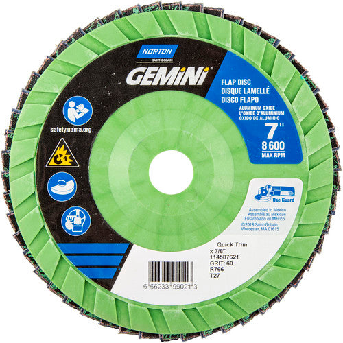 7 × 7/8″ Gemini Plastic Flat Flap Disc Type 27 P60 Grit R766 Zirconia Alumina - Makers Industrial Supply