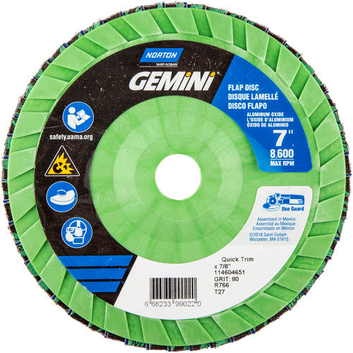 7 × 7/8″ Gemini Plastic Flat Flap Disc Type 27 P80 Grit R766 Zirconia Alumina - Makers Industrial Supply