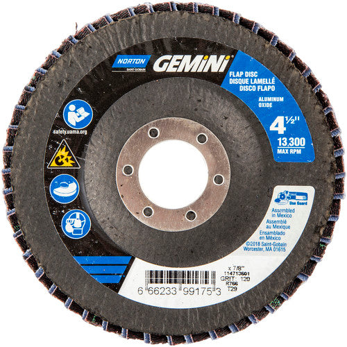 ‎4-1/2 × 7/8″ Gemini Fiberglass Conical Flap Disc Type 29 P120 Grit R766 Zirconia Alumina - Makers Industrial Supply