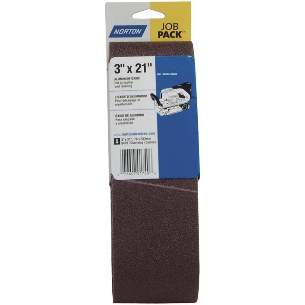 Norton - 3" Wide x 21" OAL, 120 Grit, Aluminum Oxide Abrasive Belt - Makers Industrial Supply