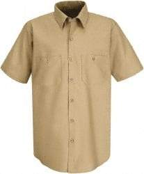 VF Imagewear - Size 3XL, Khaki, General Purpose, Short Sleeve Button Down Shirt - 56" Chest, 2 Pockets, Cotton/Poly Blend - Makers Industrial Supply