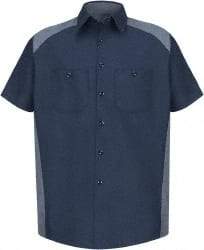 VF Imagewear - Size M, Navy Blue, General Purpose, Short Sleeve Button Down Shirt - 42" Chest, 2 Pockets, Cotton/Poly Blend - Makers Industrial Supply