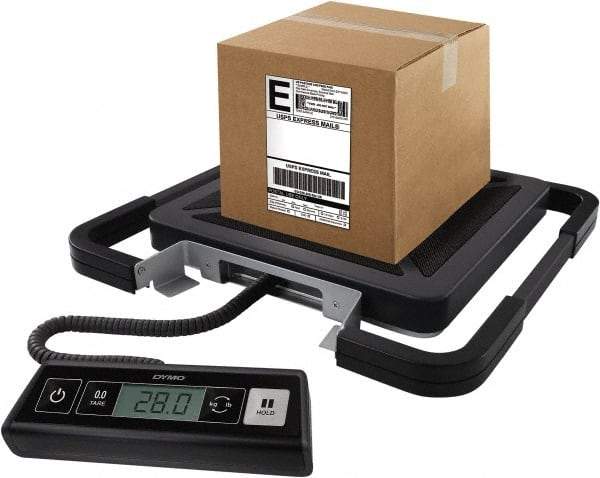 Dymo - 15" Base, 100 Lb Capacity, Digital Scale - 0.2 Lb Graduation, USB, 120 Volt Adapter or (3) AAA Batteries - Makers Industrial Supply